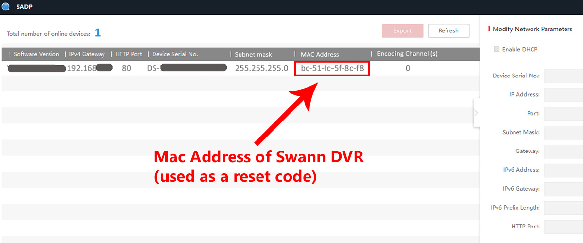 calculate code for swann dvr reset